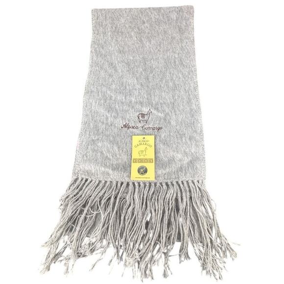 NWT Alpaca Camargo Scarf Light‎ Gray Warm Natural Fibers - Picture 1 of 3